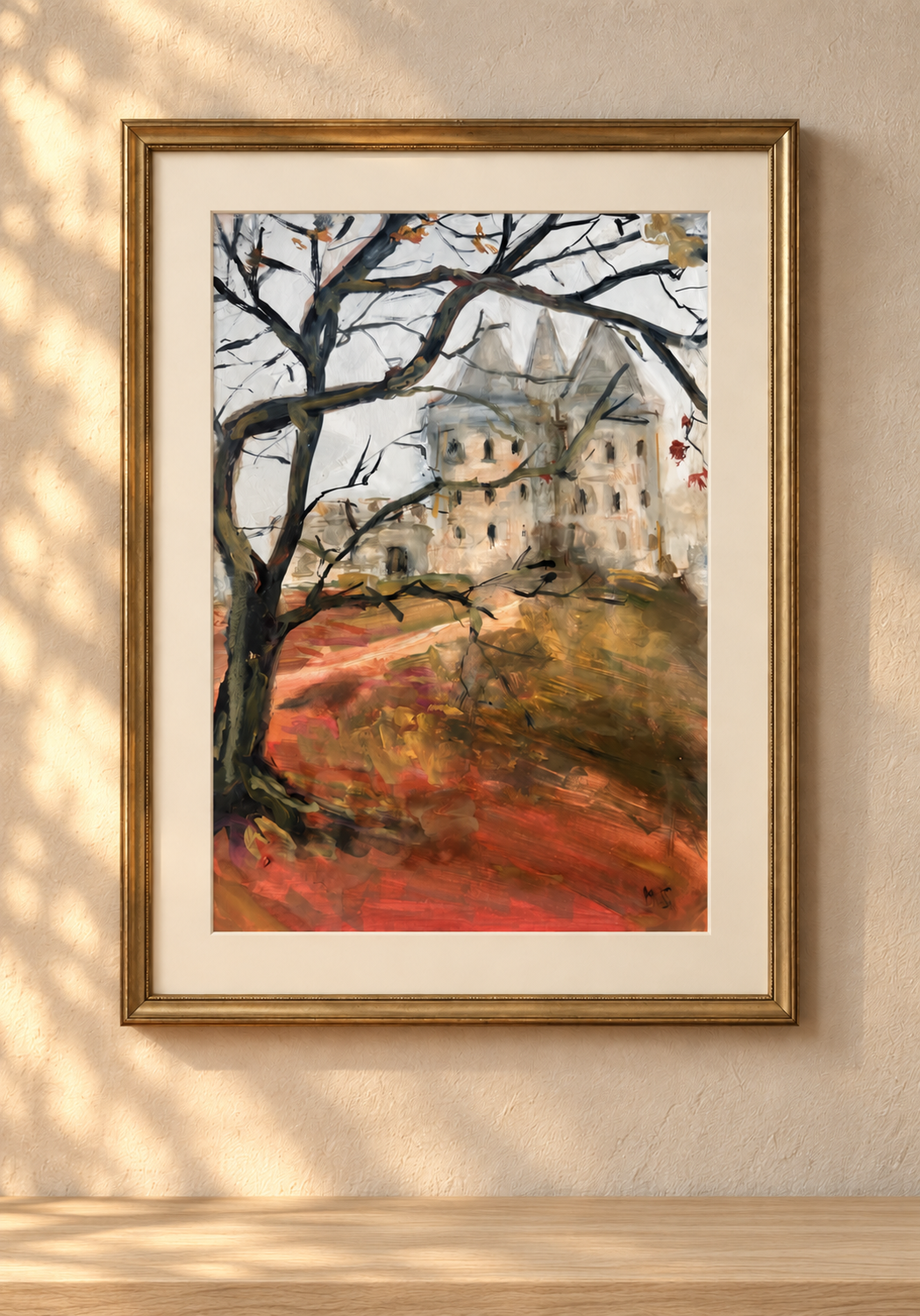 Interior visualisation of English Autumn. Old Castle by Marina Stognieva in a frame
